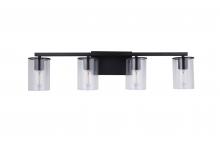 LIT6124BK+MC -CL - 4 Light Vanity in Satin Nickel and Black finish frame with replaceable Socket Rings in Black